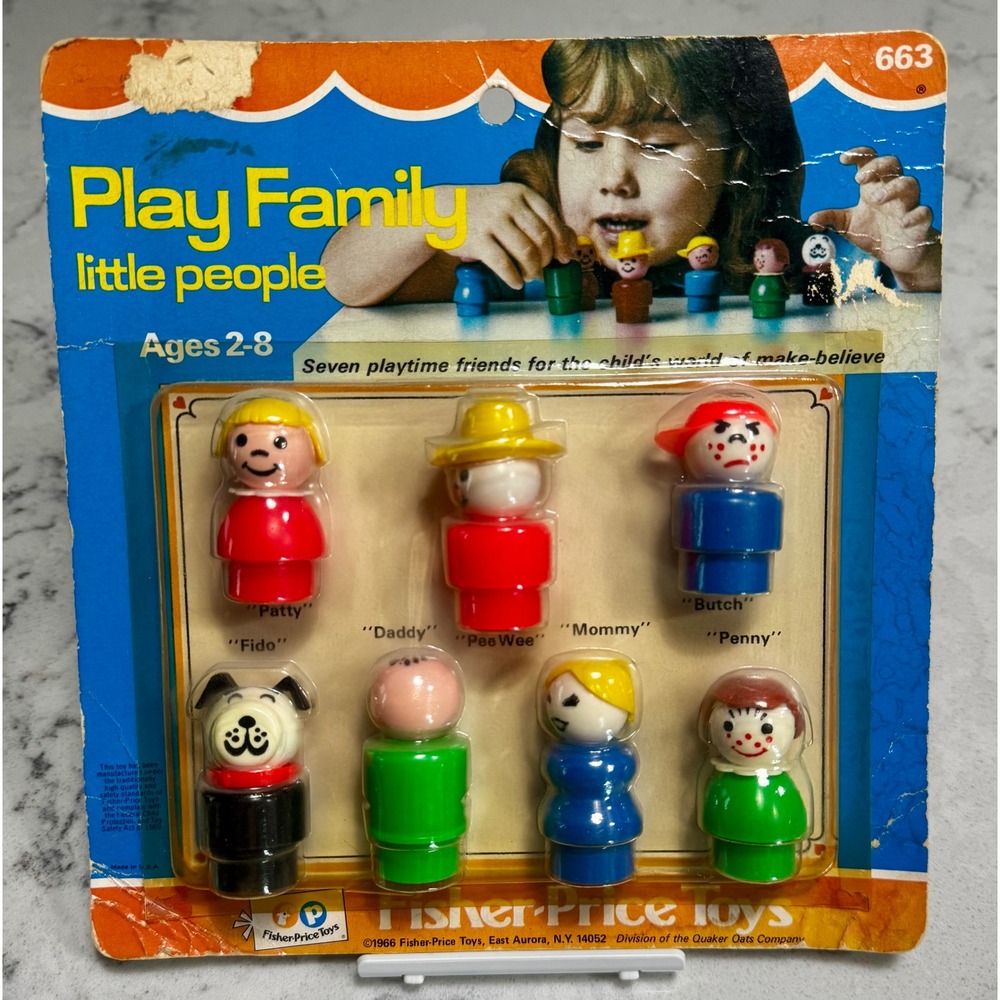 Vtg 1966 Fisher-Price #663 Play Family Little People SET Sealed New Old Stock